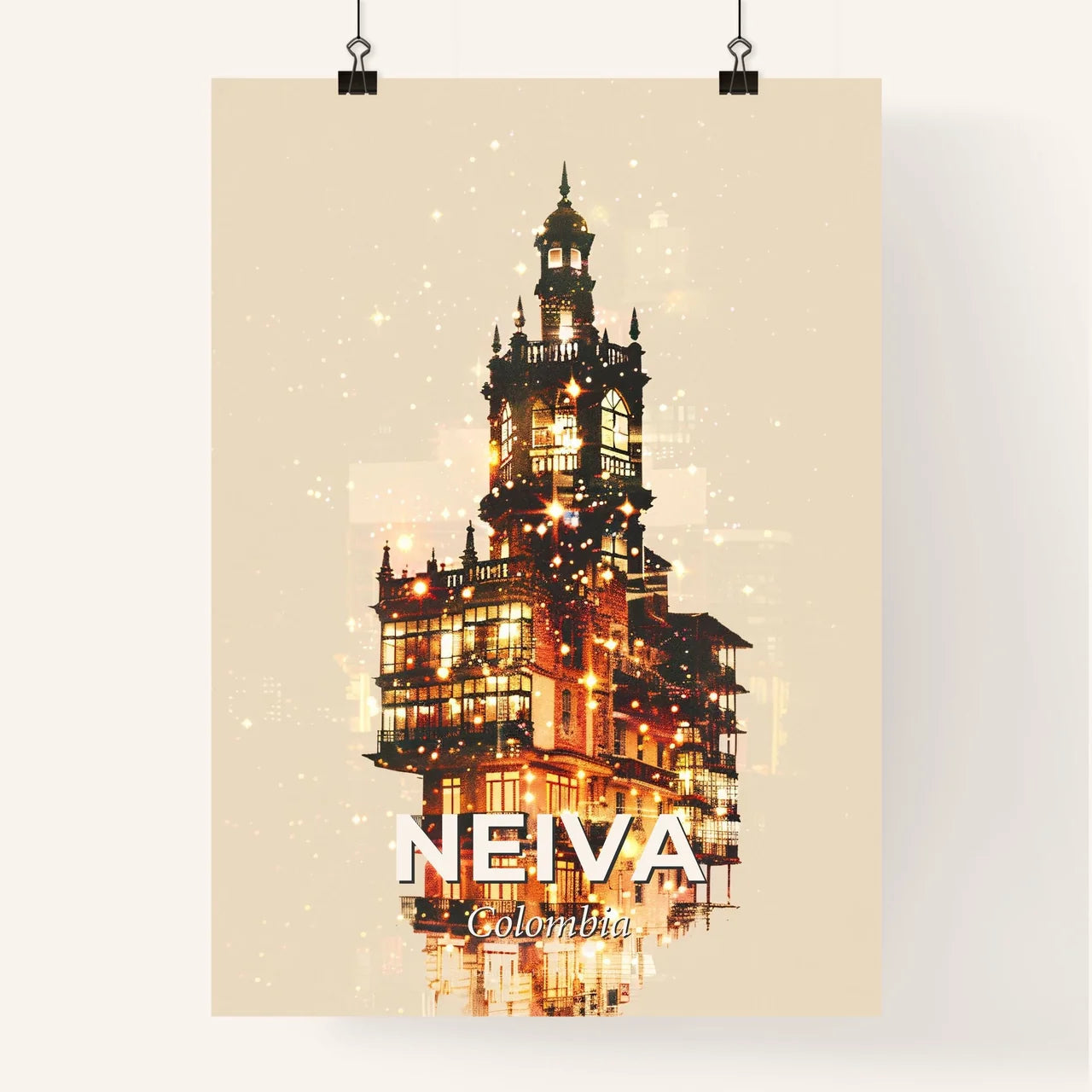 Neiva Skyline Composite Art, Sparkling Hues Poster