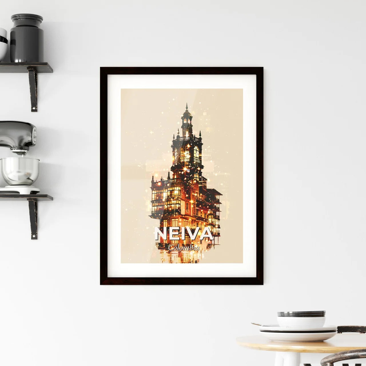 Neiva Skyline Composite Art, Sparkling Hues Framed Print