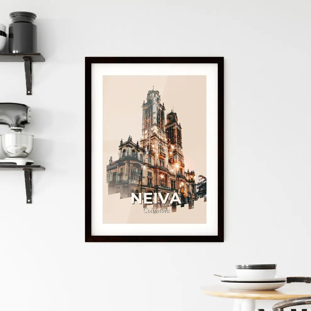 Neiva Colombian City Skyline Composite Poster Art Framed Print