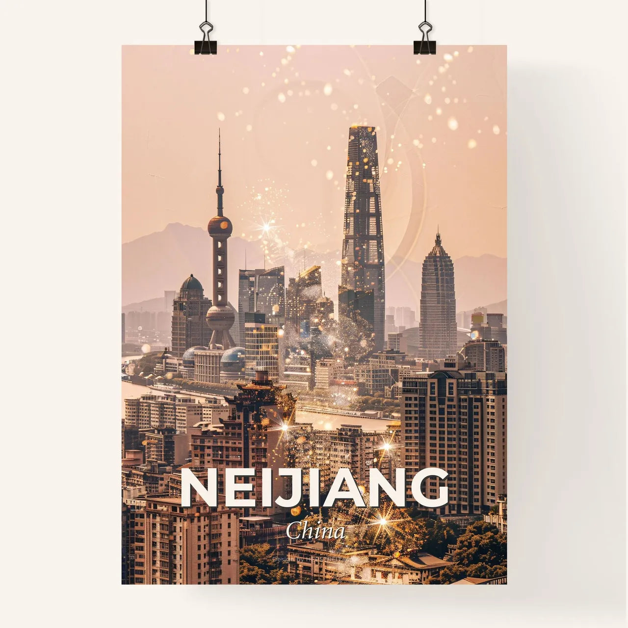 Neijiang China Iconic Skyline City Poster Poster
