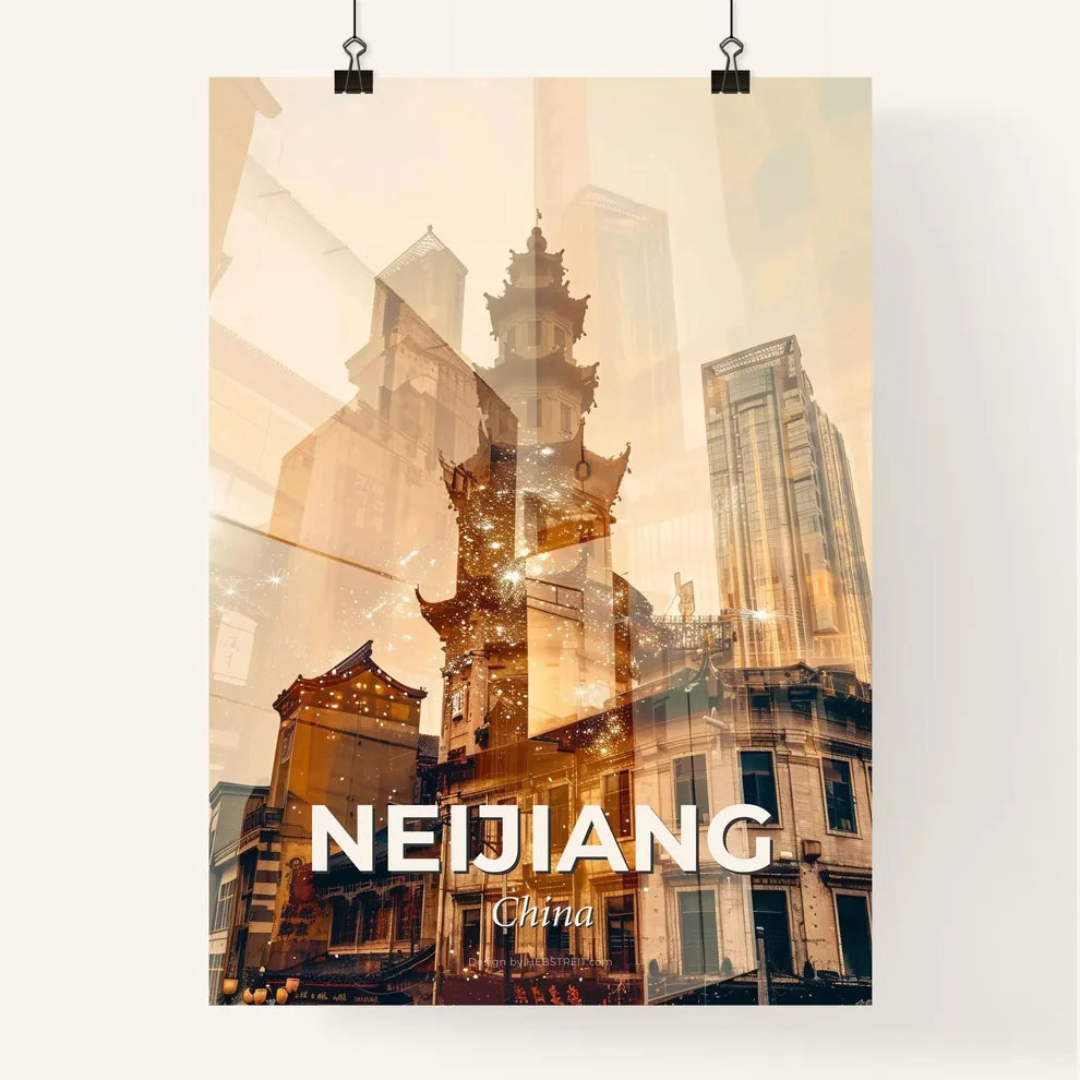 Neijiang City Skyline Composite Art Poster Poster