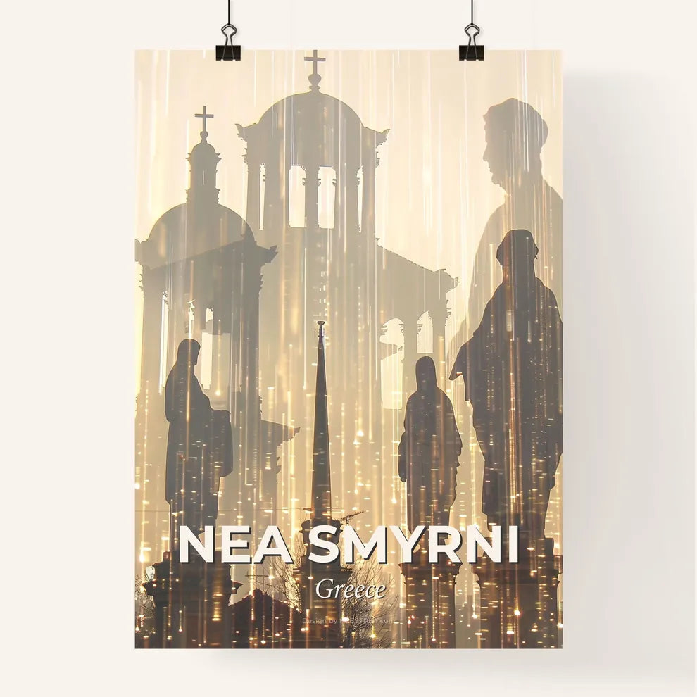 Nea Smyrni Double Exposure City Skyline Art Poster Poster