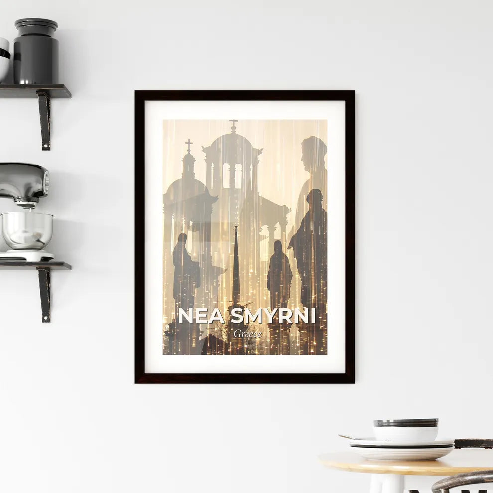 Nea Smyrni Double Exposure City Skyline Art Poster Framed Print
