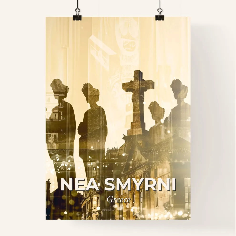 Nea Smyrni Double Exposure Cityscape Skyline Poster Poster
