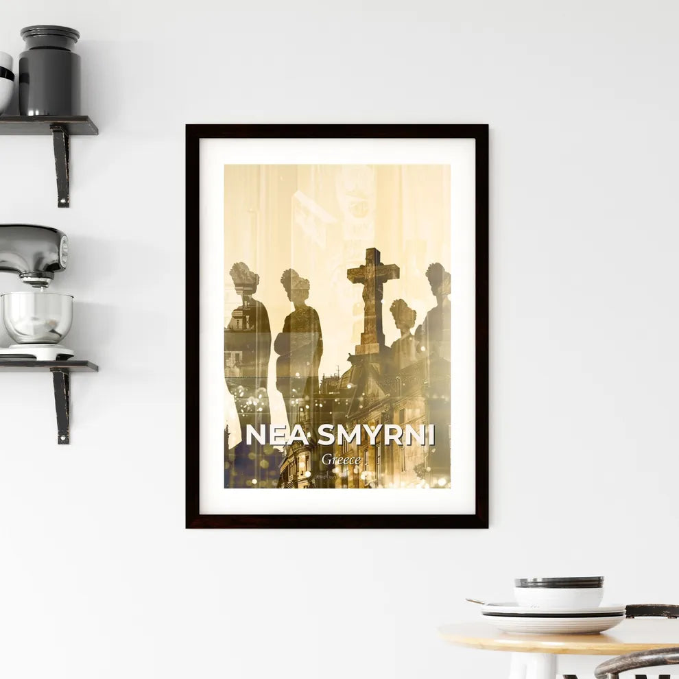 Nea Smyrni Double Exposure Cityscape Skyline Poster Framed Print