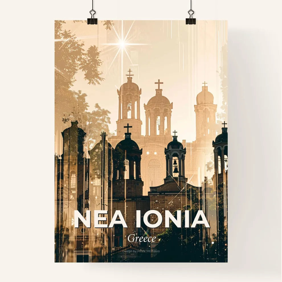Nea Ionia City Skyline Panorama Art Poster Poster