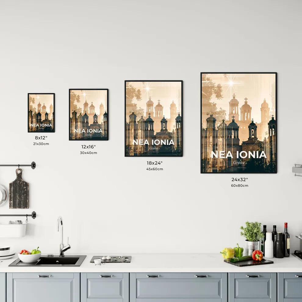 Nea Ionia City Skyline Panorama Art Poster Office Art