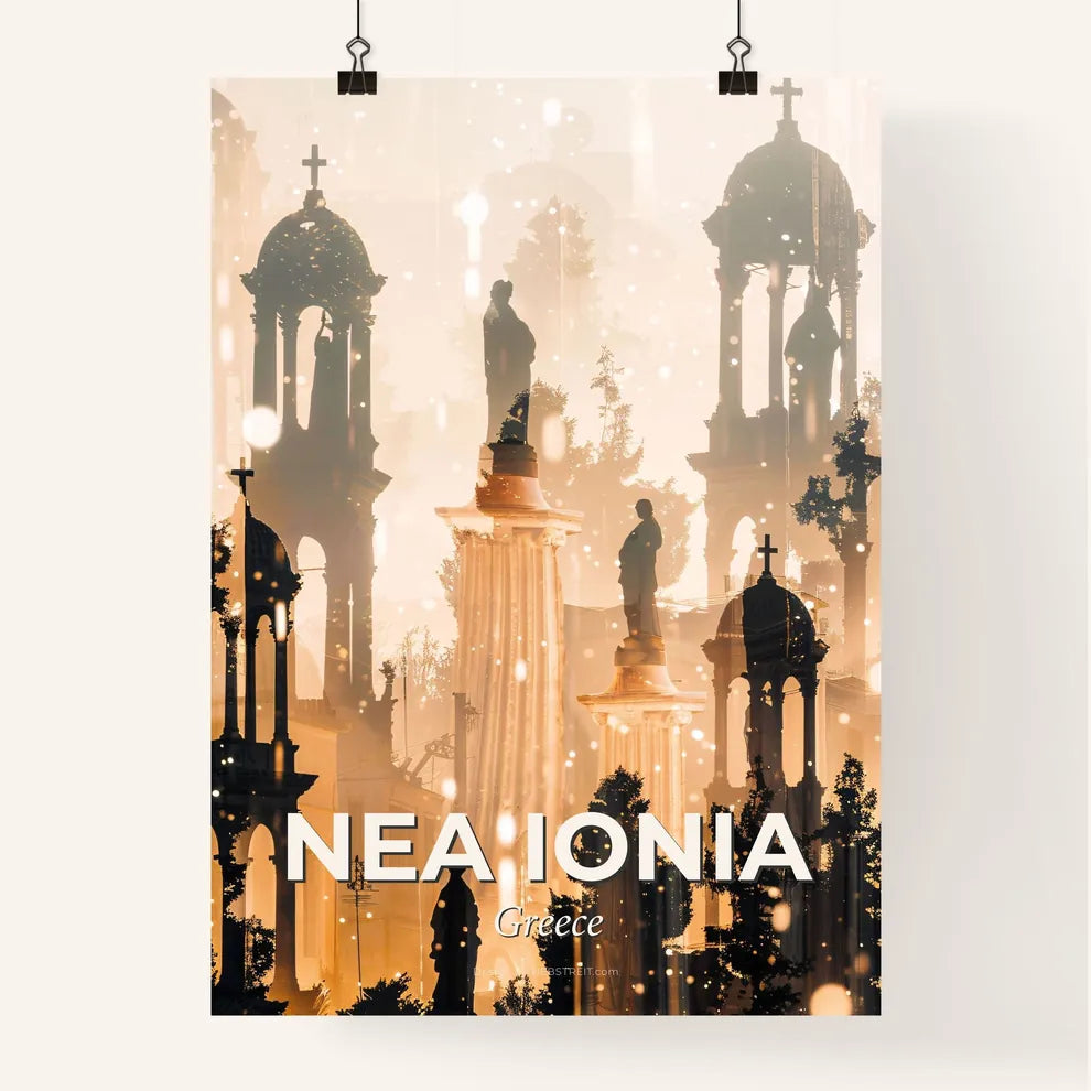 Nea Ionia City Silhouette Poster Art Poster