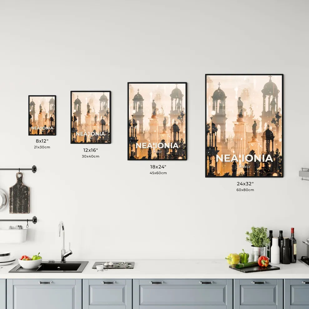 Nea Ionia City Silhouette Poster Art Office Art
