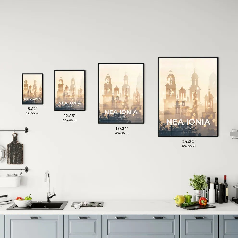 Nea Ionia Greece City Skyline Art Poster Office Art