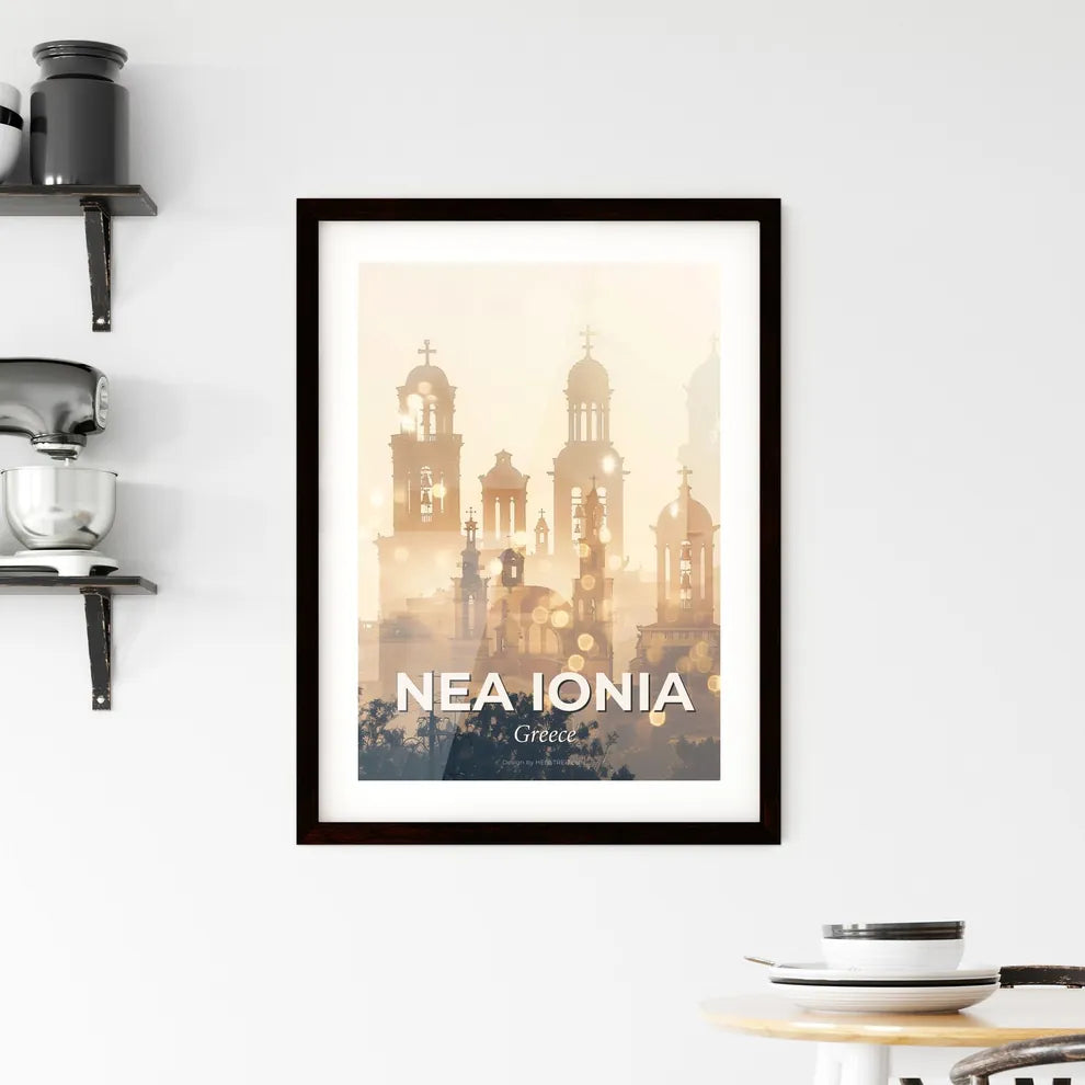 Nea Ionia Greece City Skyline Art Poster Framed Print