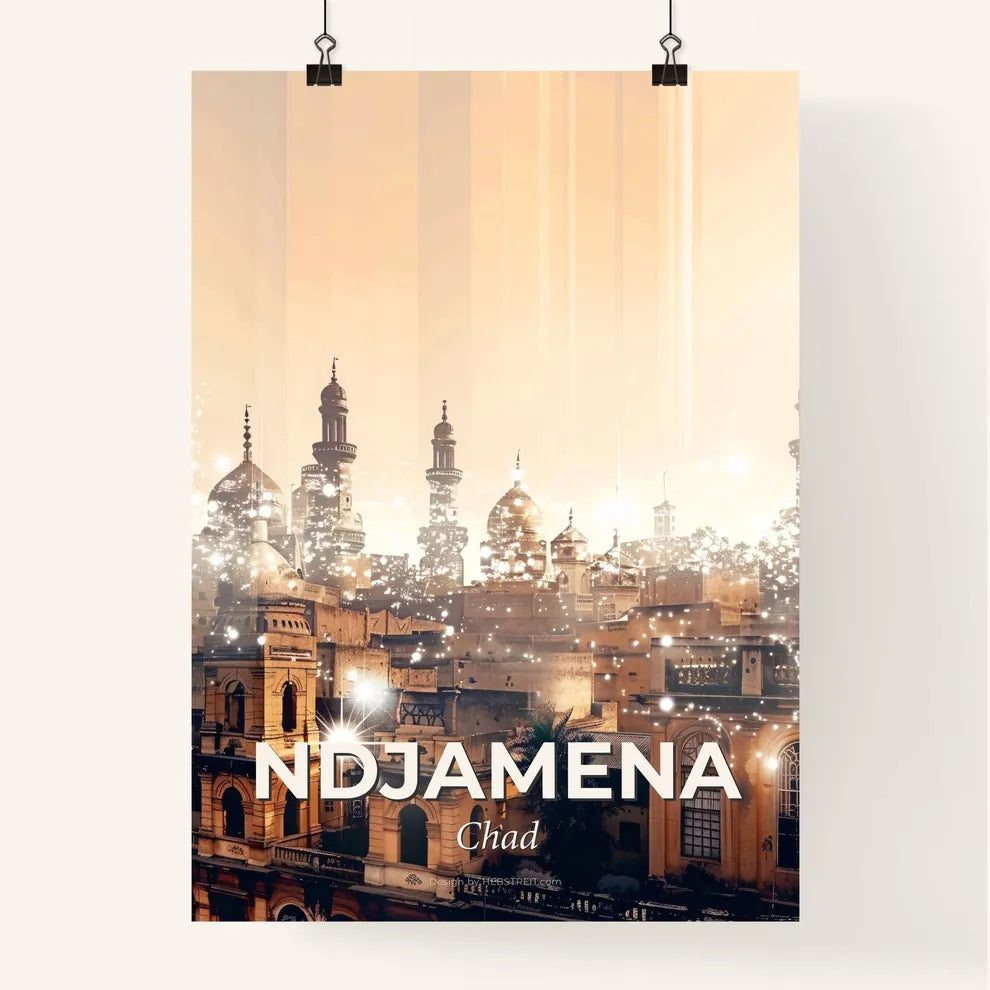 NDjamena Skyline Double Exposure Composite Art Poster Poster