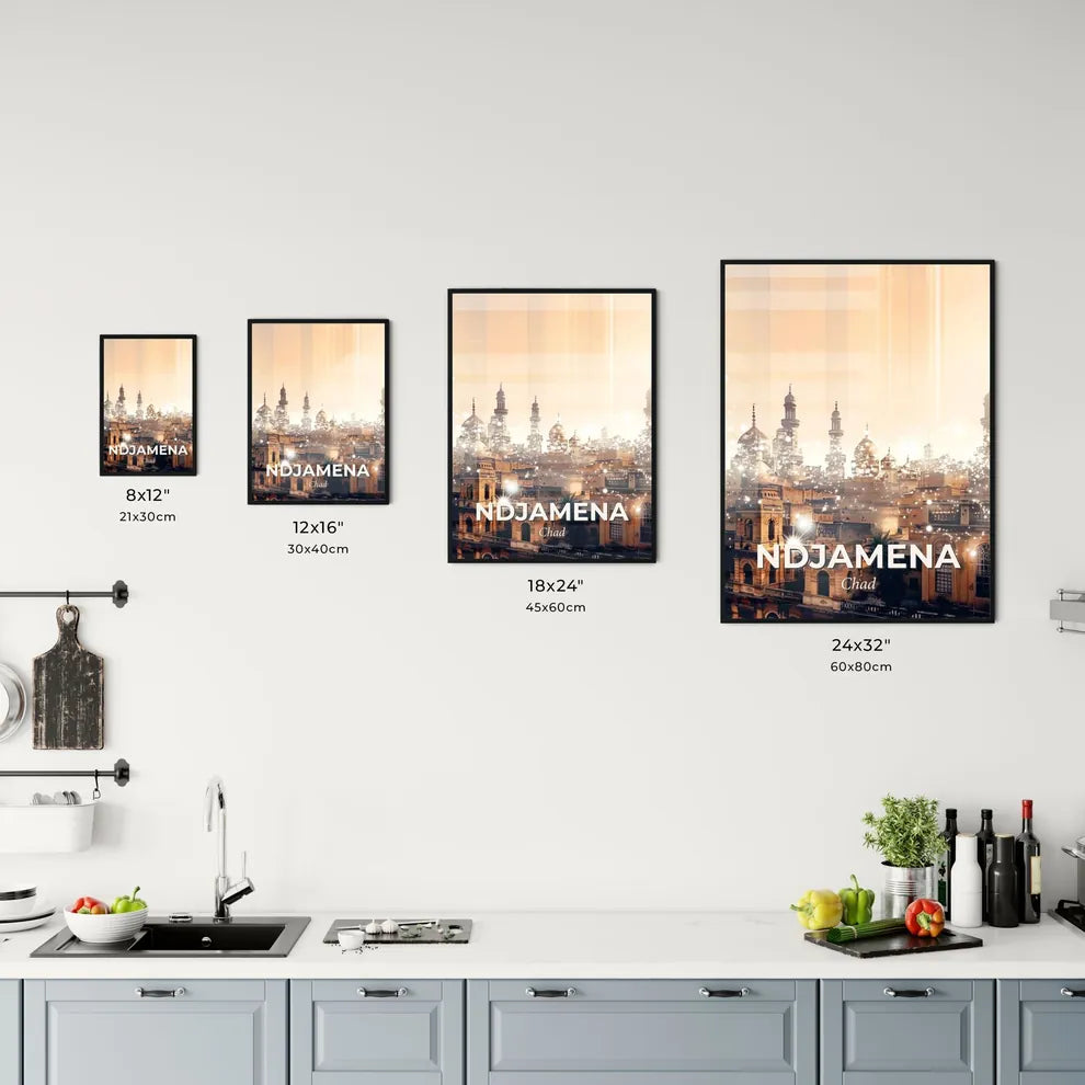 NDjamena Skyline Double Exposure Composite Art Poster Office Art