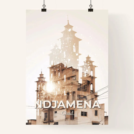 NDjamena Skyline Double Exposure Art Poster Poster