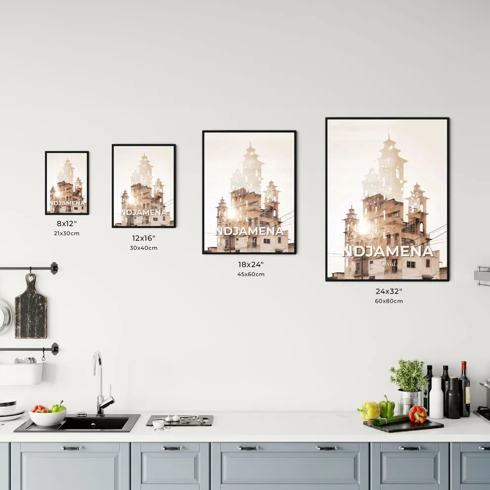 NDjamena Skyline Double Exposure Art Poster Office Art