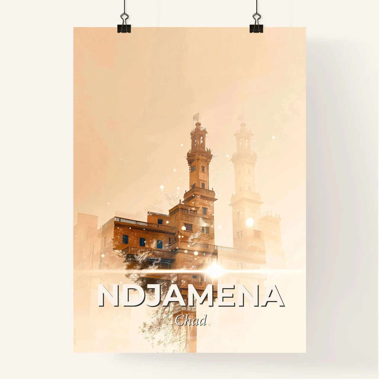 NDjamena Skyline City Lights Vivid Poster Poster