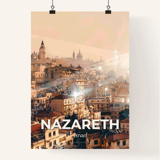 Nazareth City Skyline Double Exposure Composite Art Poster