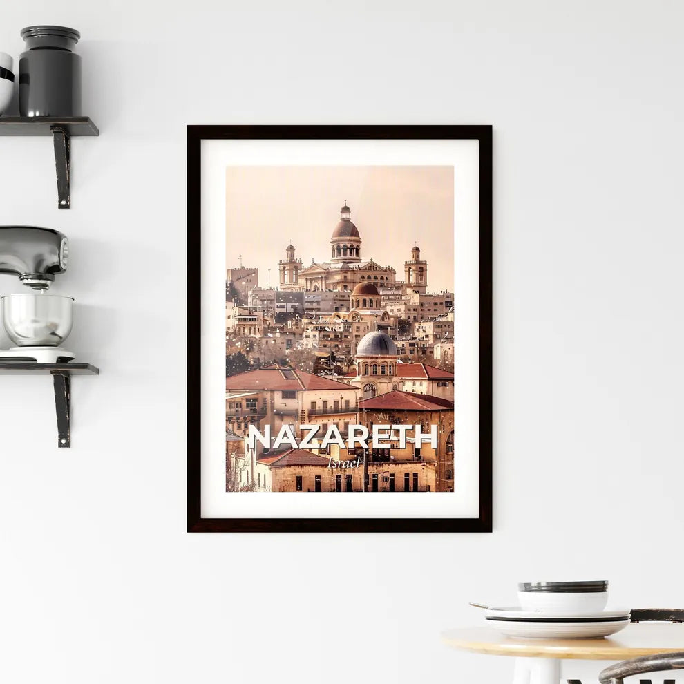 Nazareth Skyline Double Exposure Composite Art Poster Framed Print