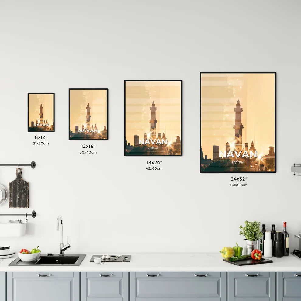 Navan Ireland City Skyline Double Exposure Art Poster Office Art