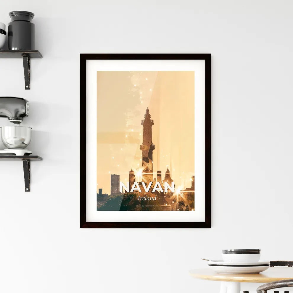 Navan Ireland City Skyline Double Exposure Art Poster Framed Print
