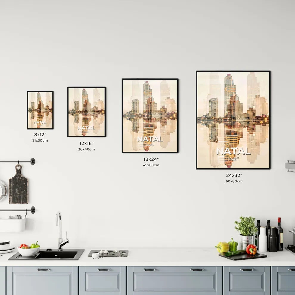 Natal City Skyline Art Deco Poster Office Art