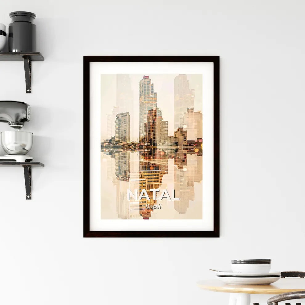 Natal City Skyline Art Deco Poster Framed Print
