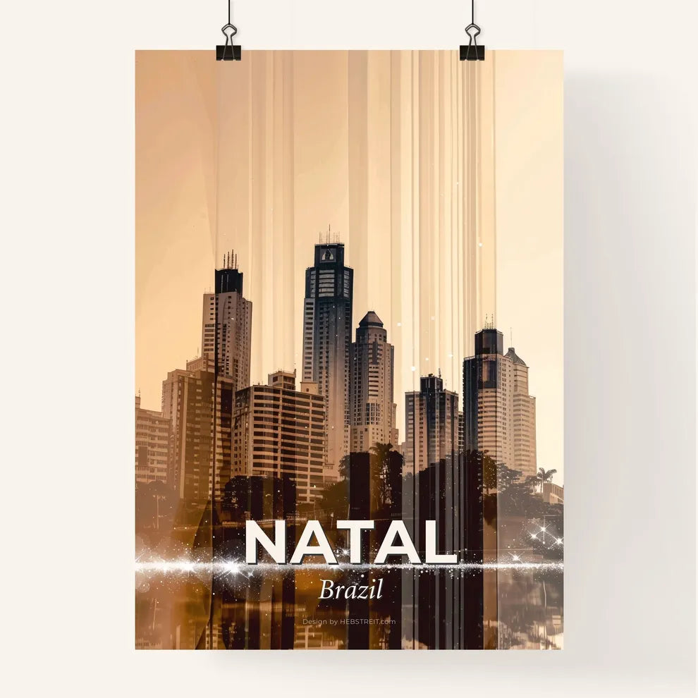 Natal City Skyline Poster Art Local Icons Bright Beige Poster
