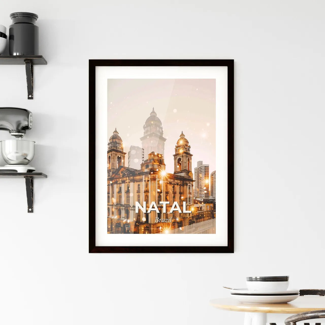 Natal City Art: Sparkle Architecture Over Skyline Framed Print