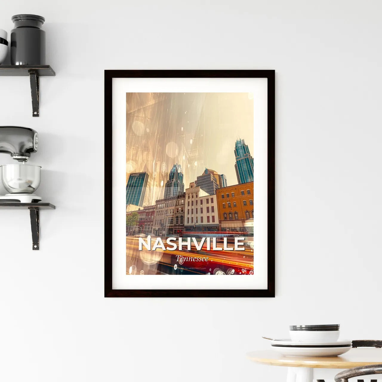 Nashville Iconography Skyline Poster Framed Print