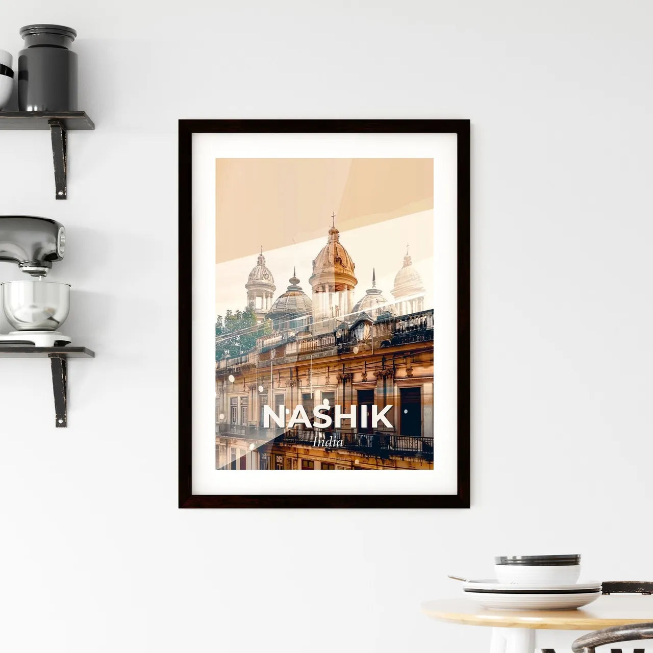 Nashik India Double Exposure Skyline Sunset Poster Framed Print