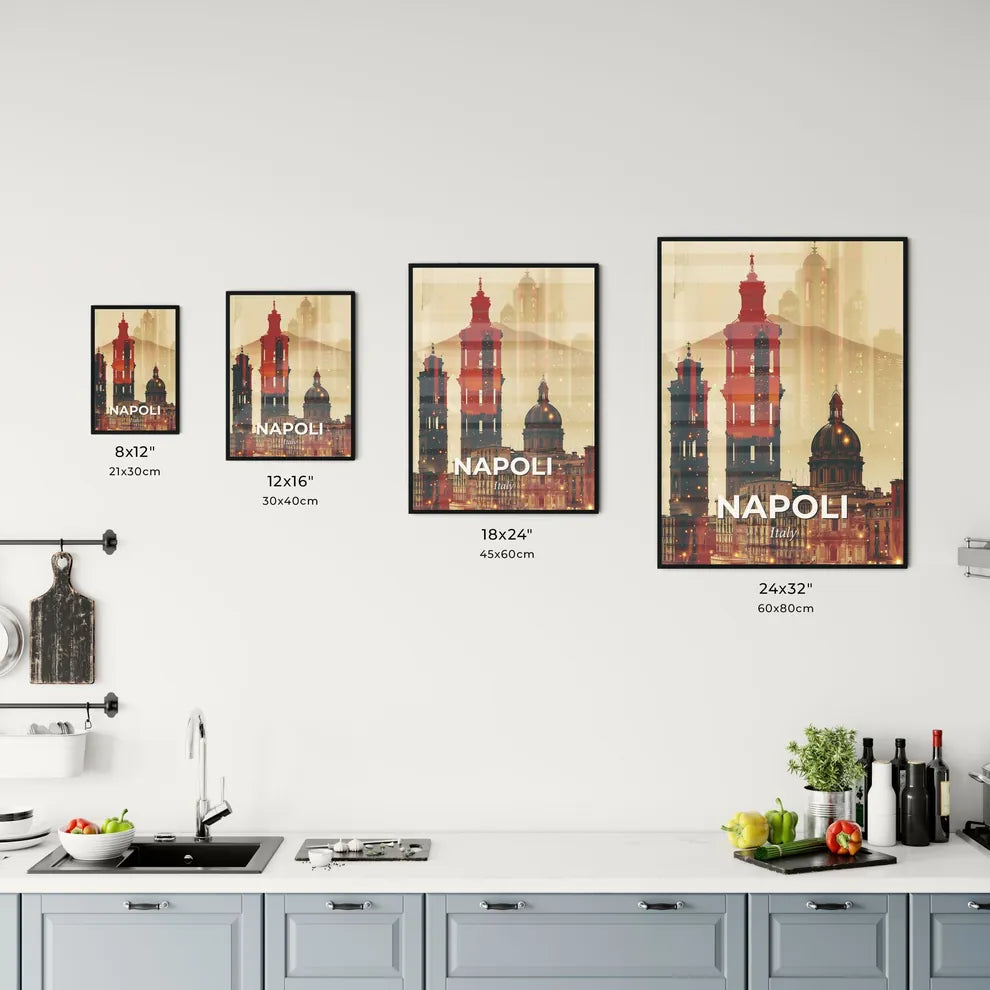 Naples Skyline Double Exposure Poster Art Cityscape Office Art