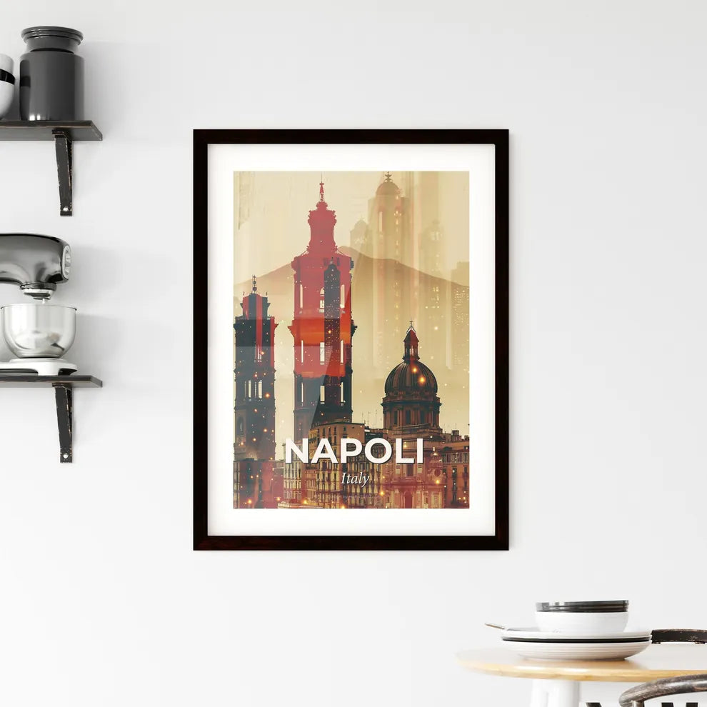 Naples Skyline Double Exposure Poster Art Cityscape Framed Print