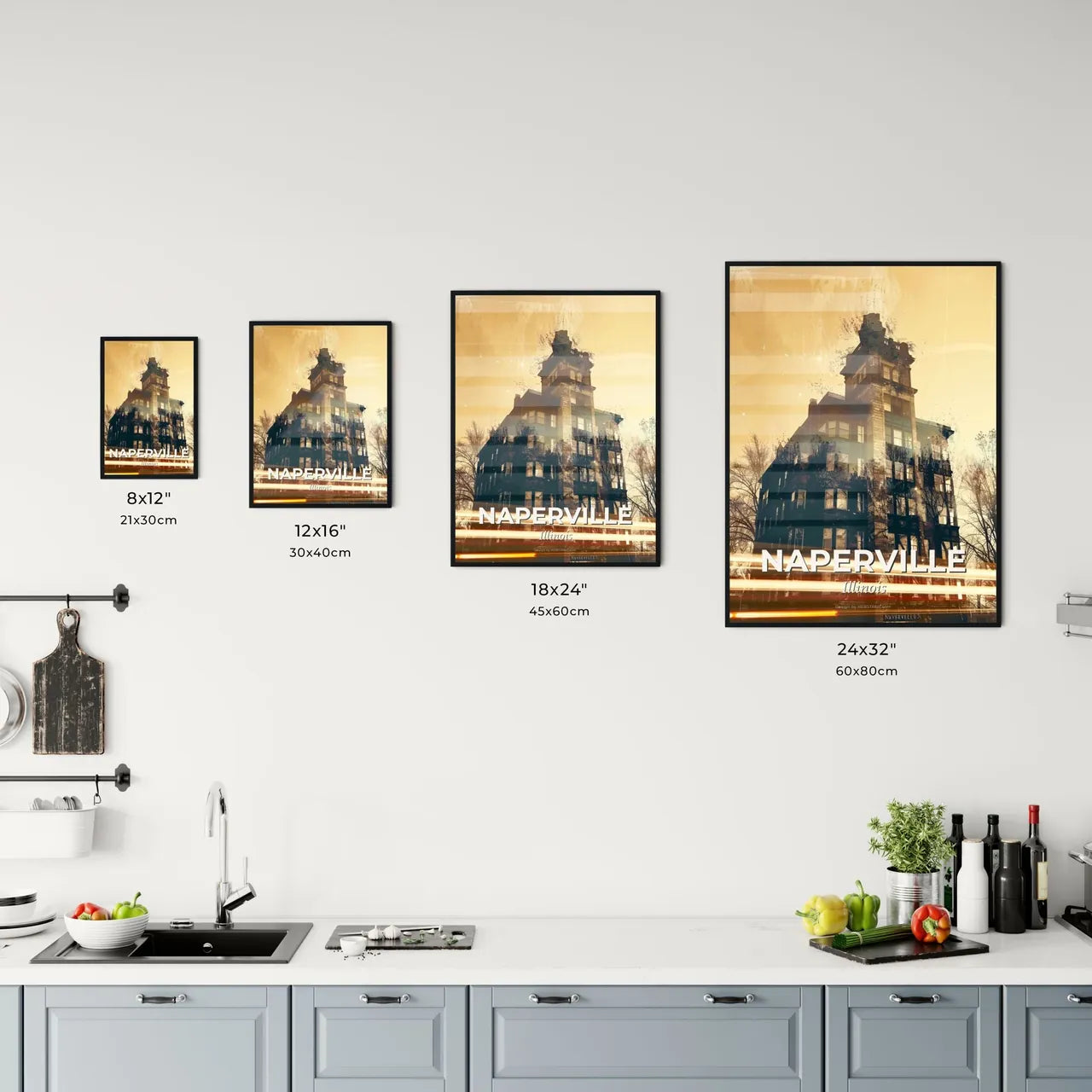 Naperville Cityscape Skyline Lights Sparkle Art Poster Office Art