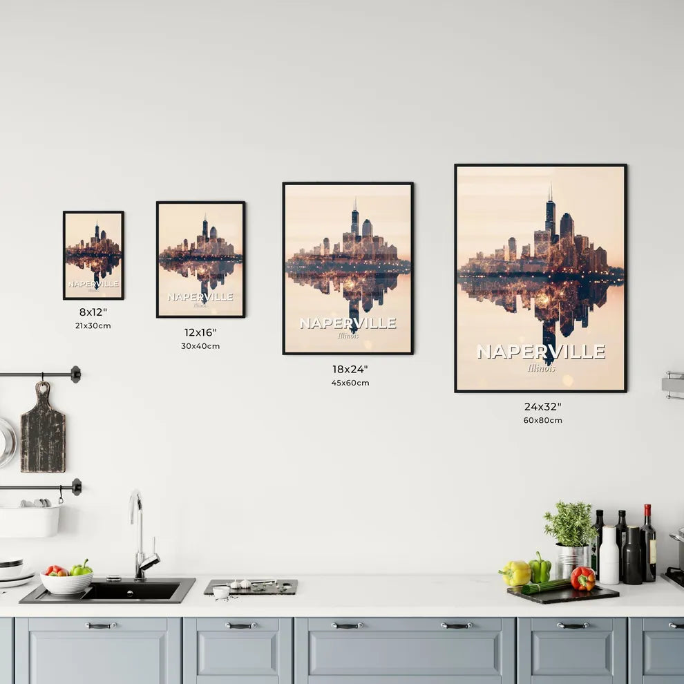 Naperville Skyline Double Exposure Art Bright Office Art
