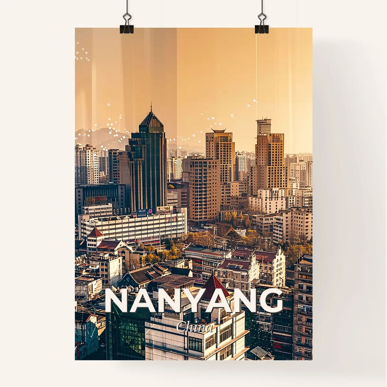Nanyang China Skyline Art Cityscape Sparkle Poster Poster