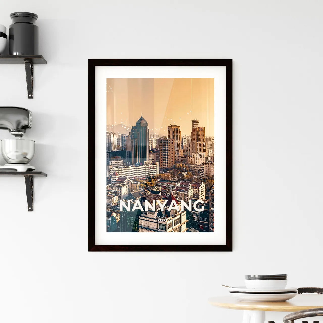 Nanyang China Skyline Art Cityscape Sparkle Poster Framed Print