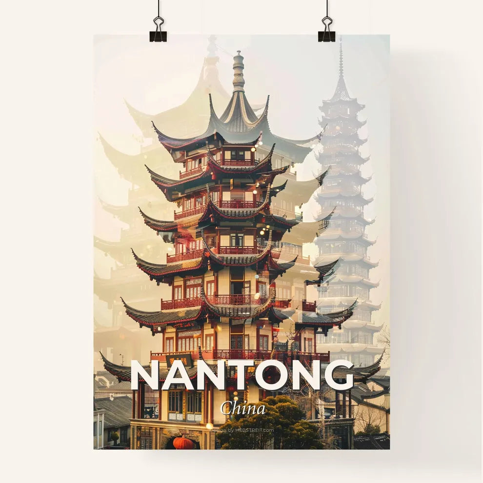 Nantong China Skyline Icon Double Exposure Poster Poster