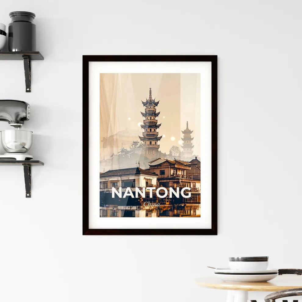 Nantong Cityscape Composite Art Poster Framed Print