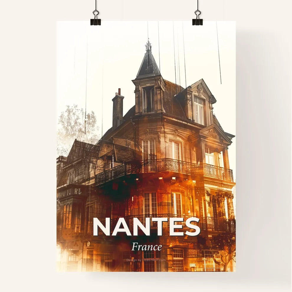 Nantes Skyline Iconography Art Deco Poster Poster