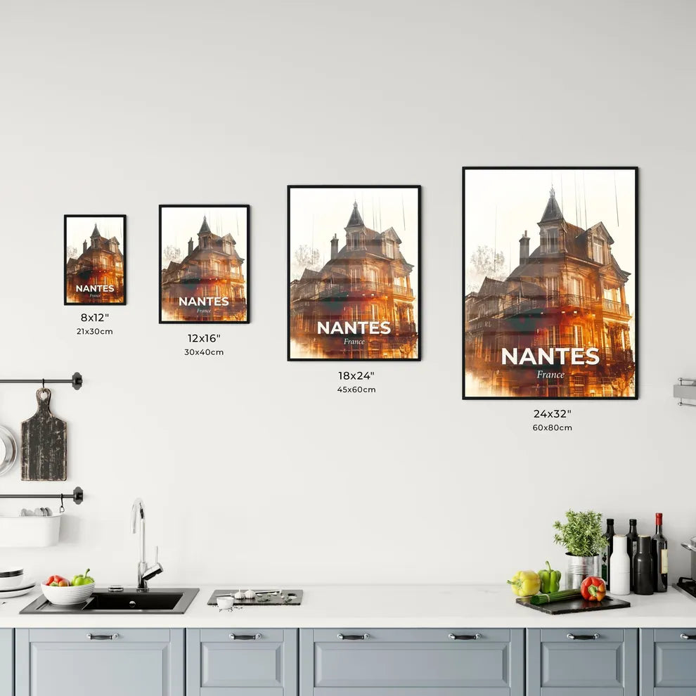 Nantes Skyline Iconography Art Deco Poster Office Art