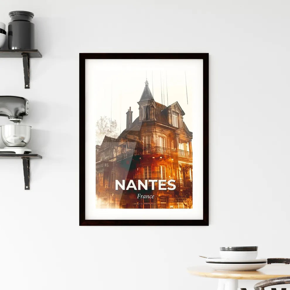 Nantes Skyline Iconography Art Deco Poster Framed Print