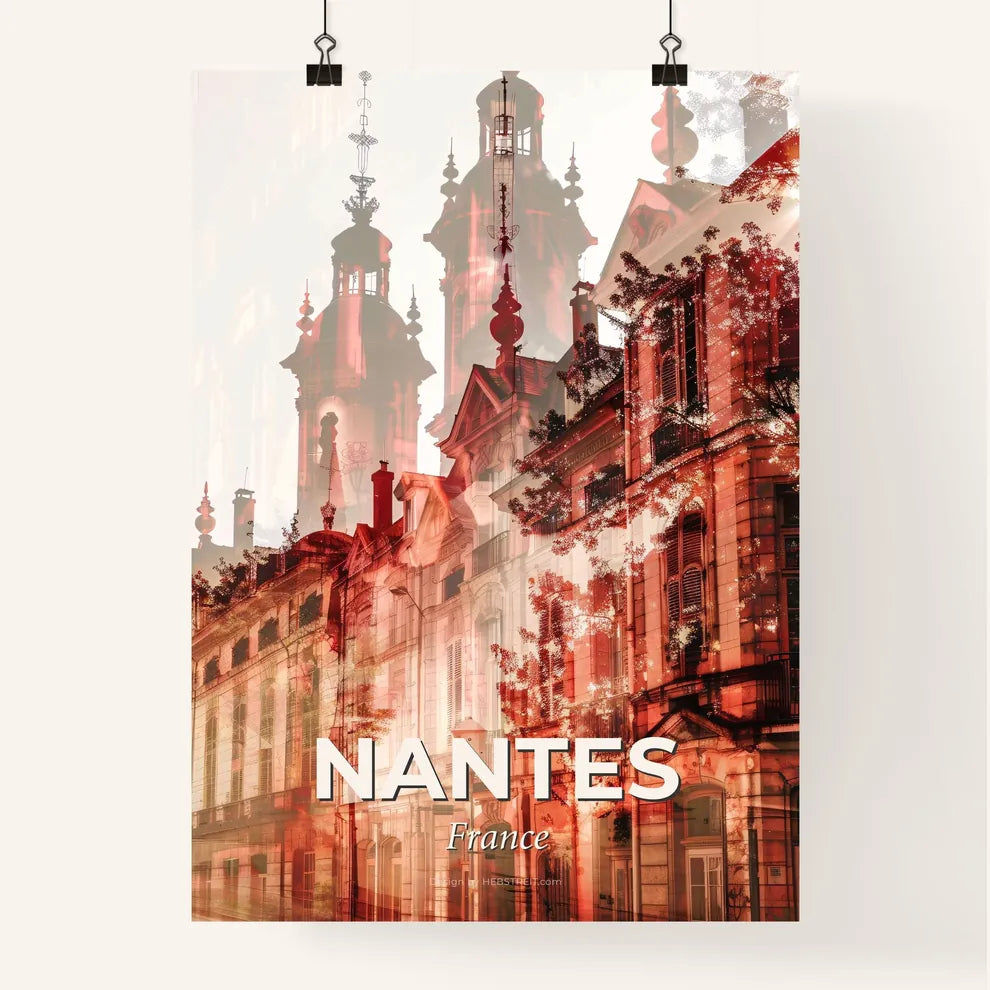 Nantes skyline poster composite artwork beige background Poster
