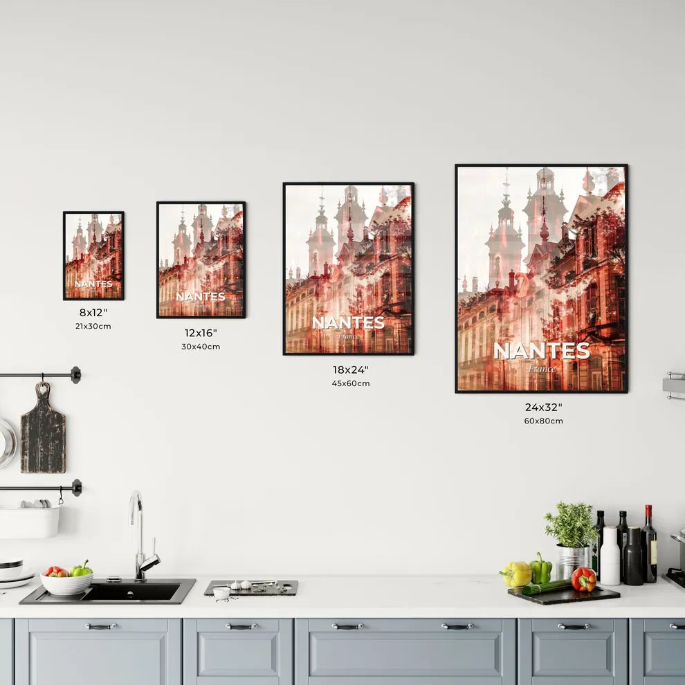 Nantes skyline poster composite artwork beige background Office Art