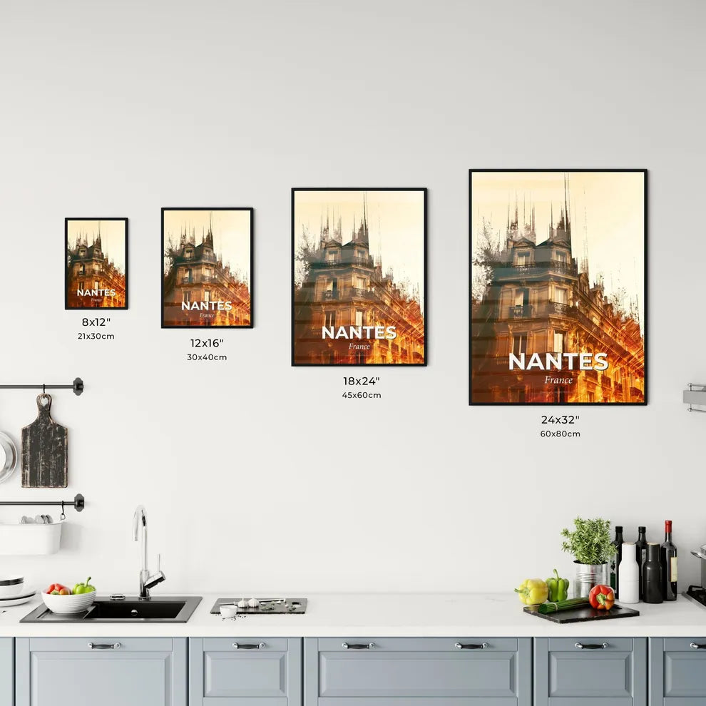 Nantes Skyline Silhouette Double Exposure Art Print Office Art