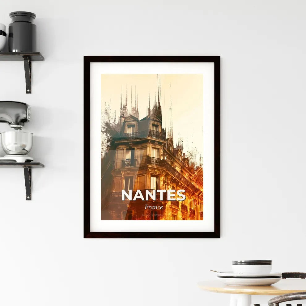 Nantes Skyline Silhouette Double Exposure Art Print Framed Print