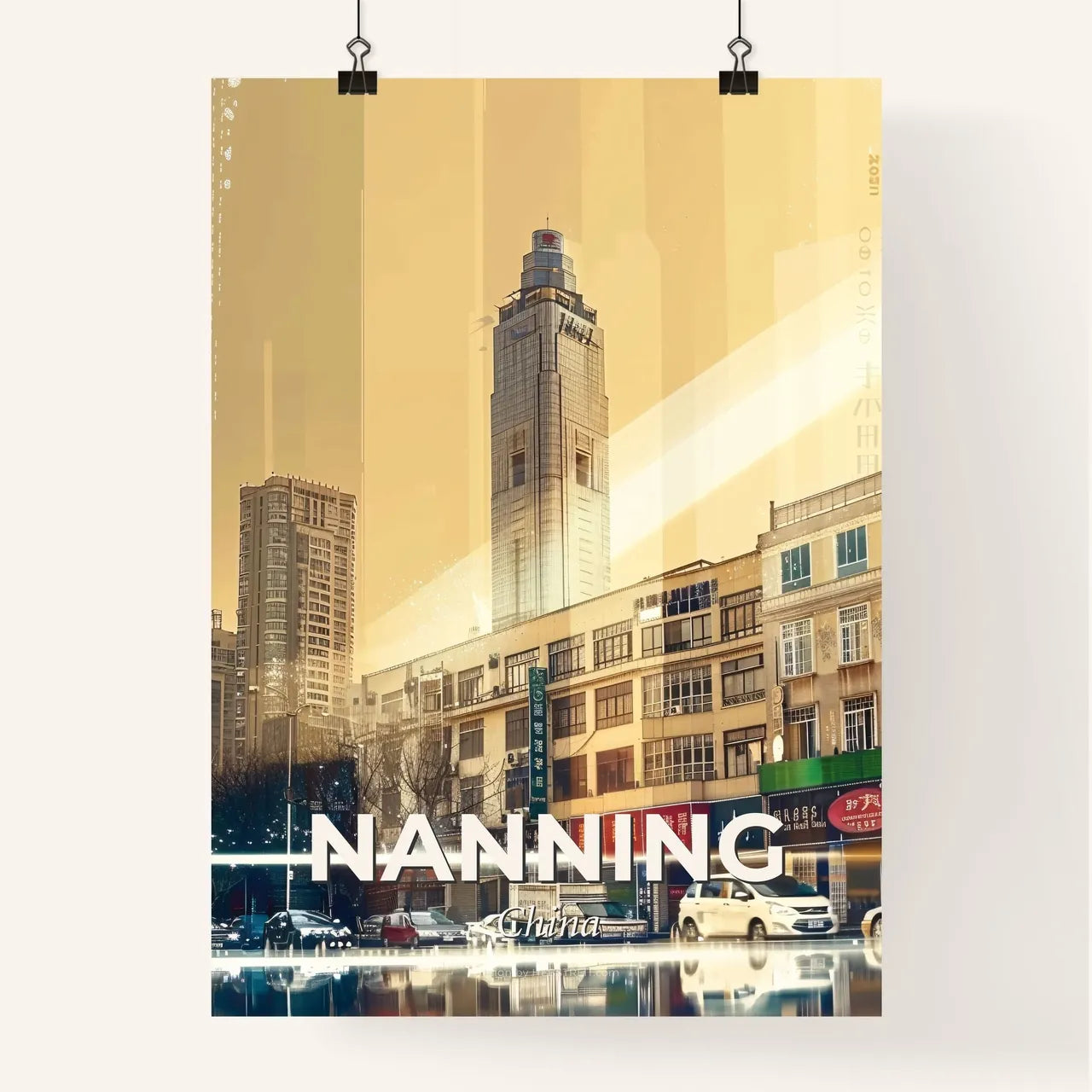 Nanning City Skyline Double Exposure Art Poster Poster