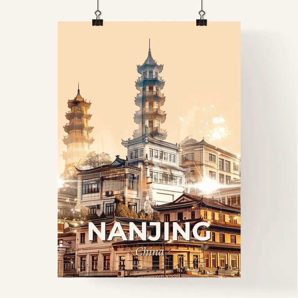 Nanjing Skyline City Lights Poster Poster