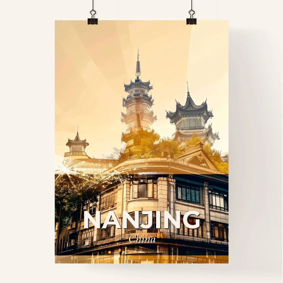 Nanjing Skyline Double Exposure Poster Art Poster