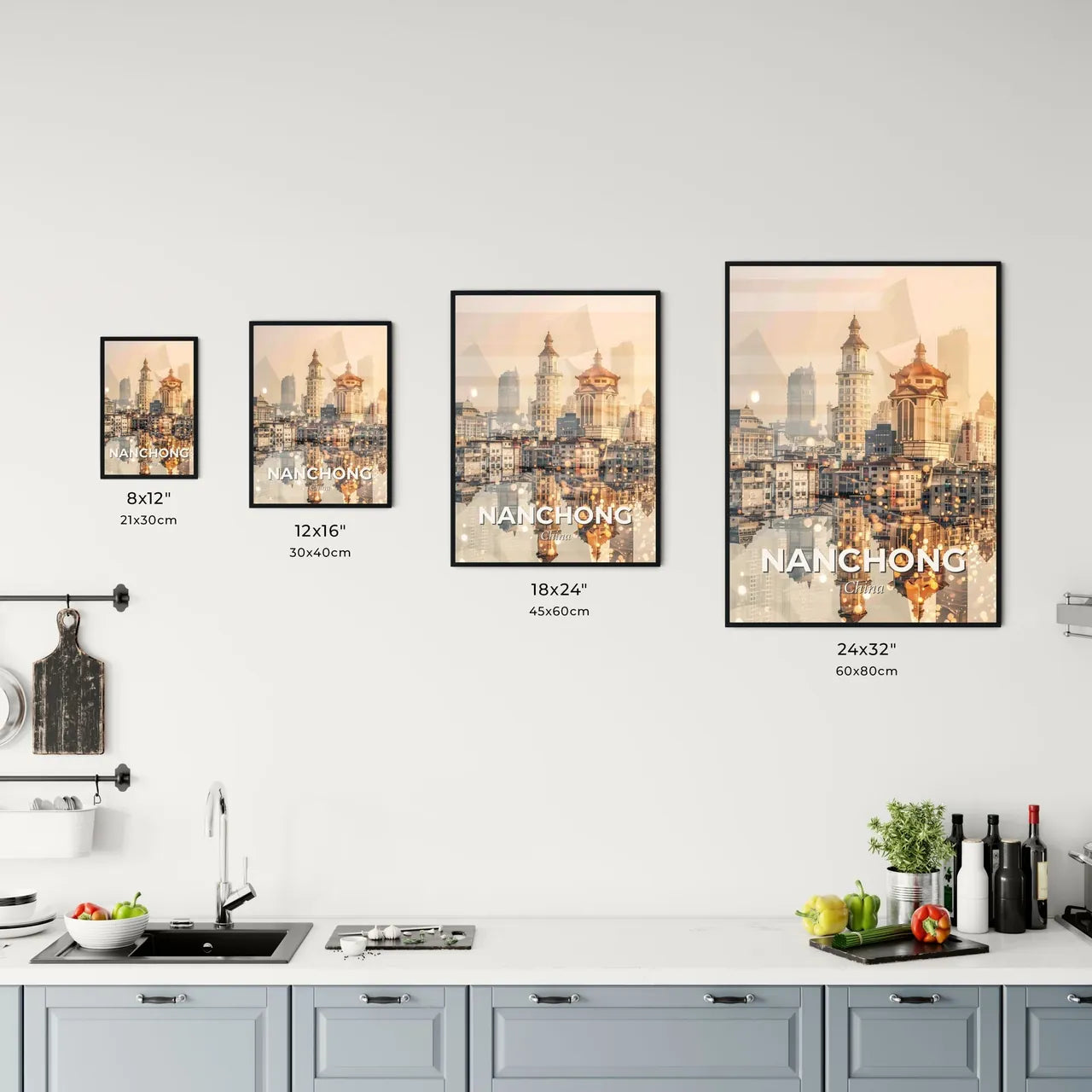 Nanchong Skyline Double Exposure Art Poster Office Art