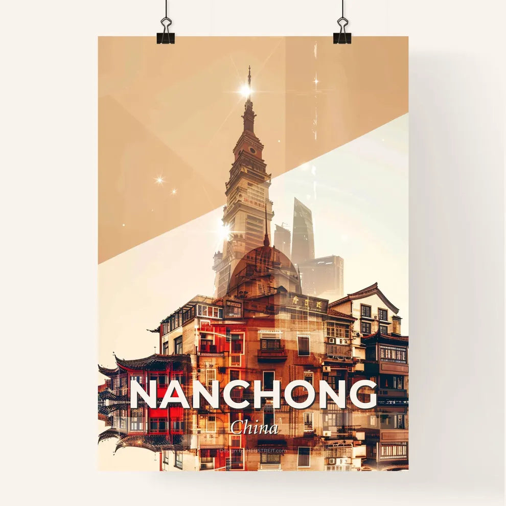 Nanchong: City Skyline Poster Art with Sparkle Poster